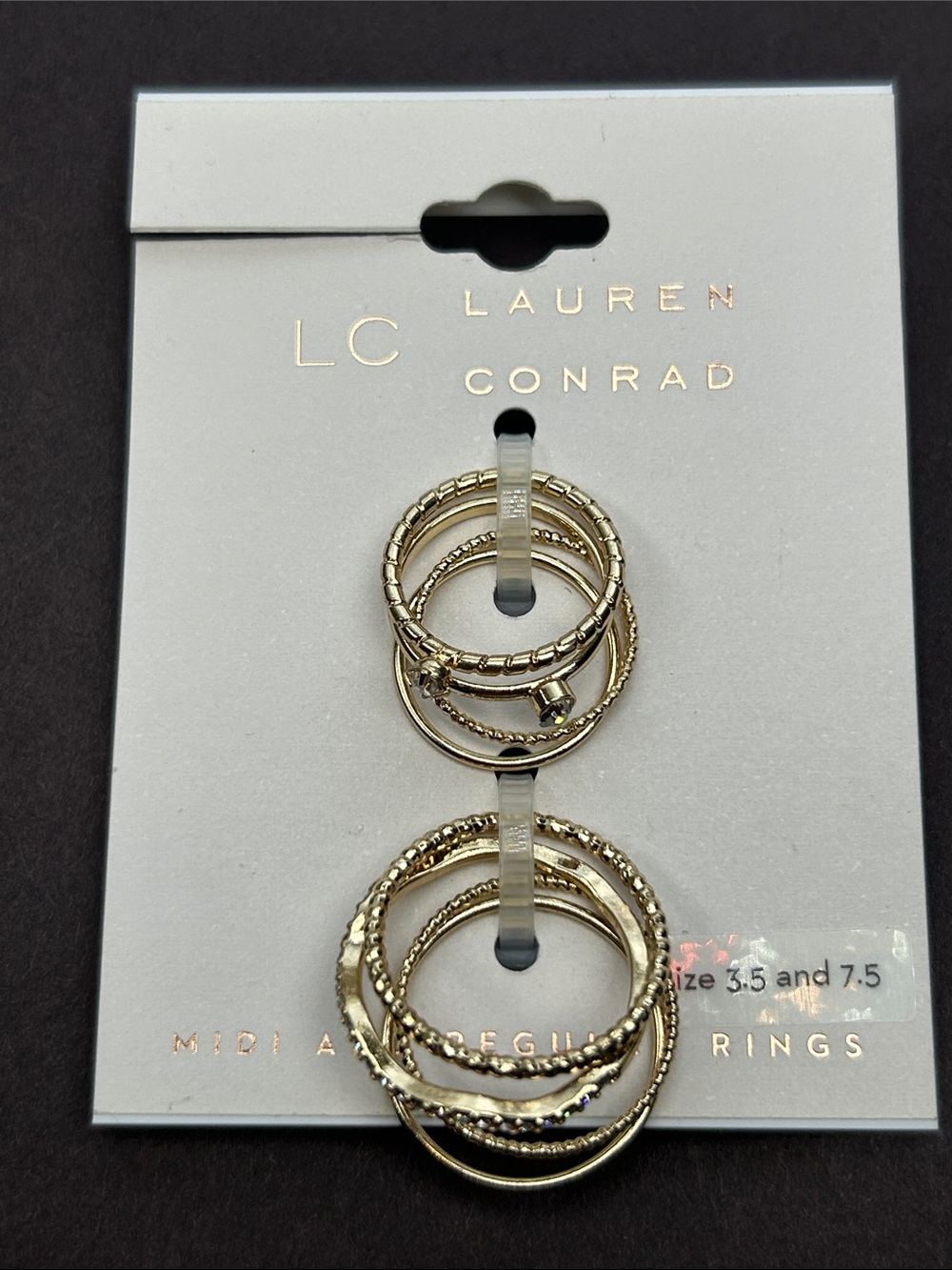 LC Lauren Conrad Gold Midi & Regular Ring Set